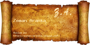 Zeman Aranka névjegykártya